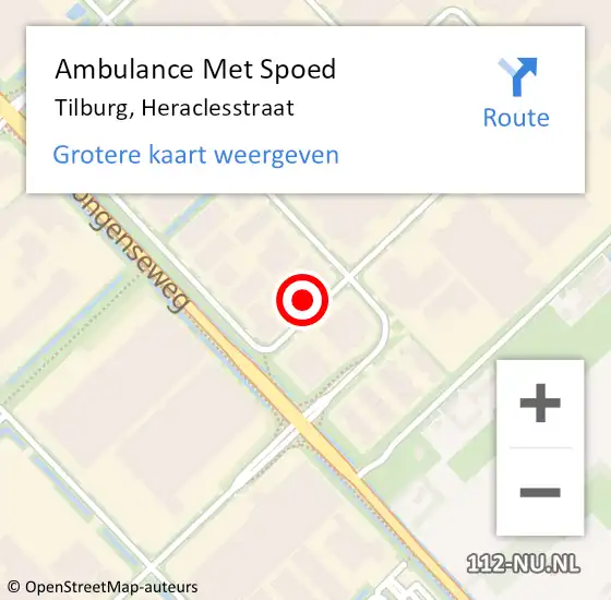 Locatie op kaart van de 112 melding: Ambulance Met Spoed Naar Tilburg, Heraclesstraat op 1 augustus 2016 14:31