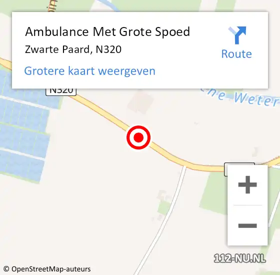 Locatie op kaart van de 112 melding: Ambulance Met Grote Spoed Naar Zwarte Paard, N320 op 1 augustus 2016 15:07