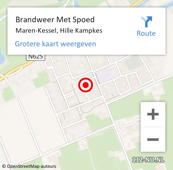 Locatie op kaart van de 112 melding: Brandweer Met Spoed Naar Maren-Kessel, Hille Kampkes op 1 augustus 2016 15:15