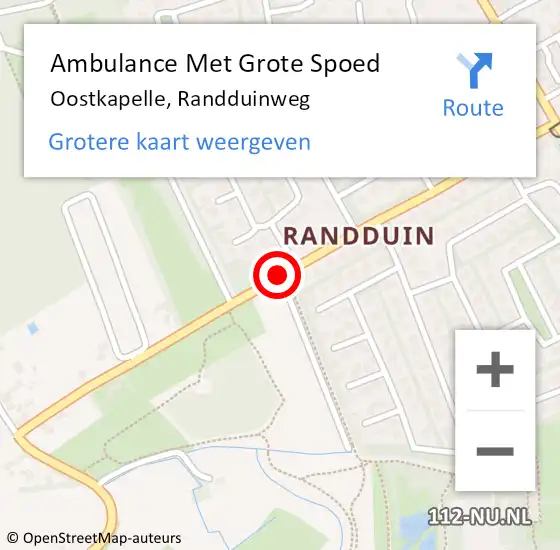 Locatie op kaart van de 112 melding: Ambulance Met Grote Spoed Naar Oostkapelle, Randduinweg op 1 augustus 2016 15:39