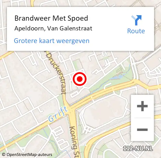 Locatie op kaart van de 112 melding: Brandweer Met Spoed Naar Apeldoorn, Van Galenstraat op 1 augustus 2016 16:55