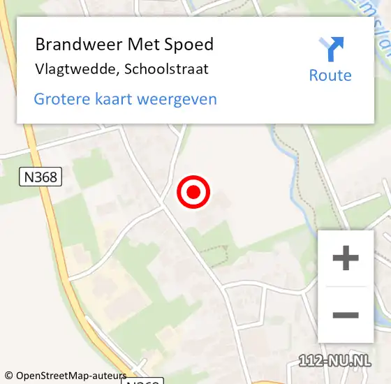 Locatie op kaart van de 112 melding: Brandweer Met Spoed Naar Vlagtwedde, Schoolstraat op 1 augustus 2016 16:58