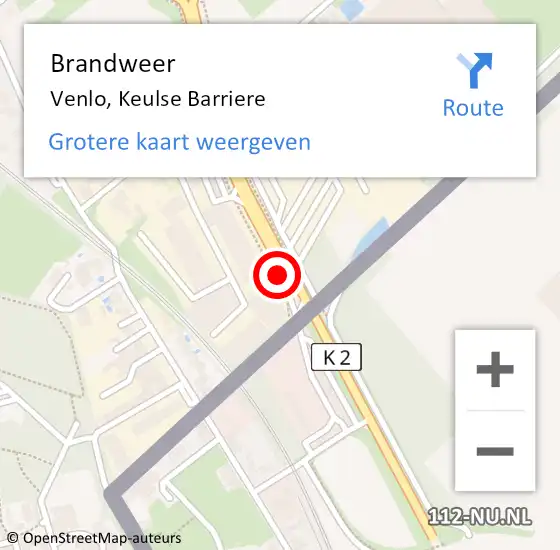 Locatie op kaart van de 112 melding: Brandweer Venlo, Keulse Barriere op 1 augustus 2016 16:59