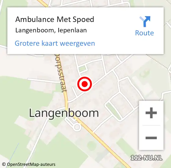 Locatie op kaart van de 112 melding: Ambulance Met Spoed Naar Langenboom, Iepenlaan op 1 augustus 2016 17:26