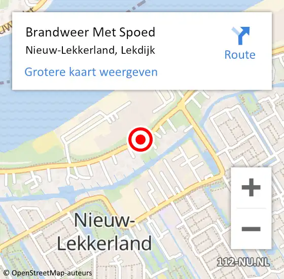 Locatie op kaart van de 112 melding: Brandweer Met Spoed Naar Nieuw-Lekkerland, Lekdijk op 1 augustus 2016 17:50