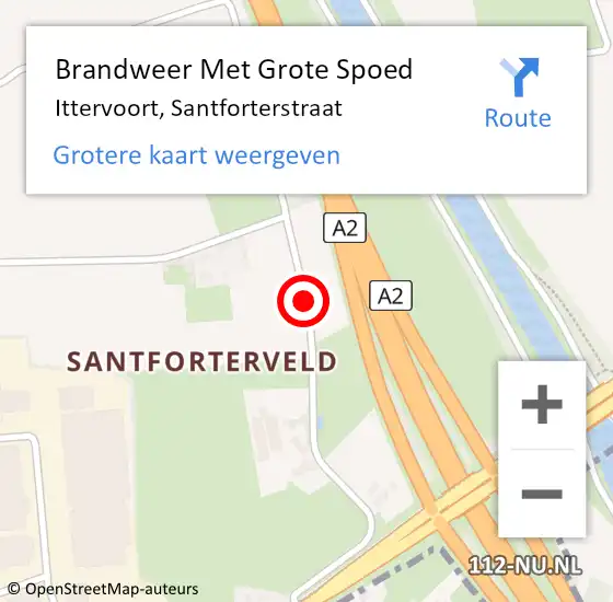 Locatie op kaart van de 112 melding: Brandweer Met Grote Spoed Naar Ittervoort, Santforterstraat op 1 augustus 2016 18:29