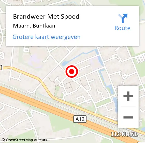 Locatie op kaart van de 112 melding: Brandweer Met Spoed Naar Maarn, Buntlaan op 1 augustus 2016 19:36