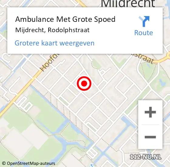 Locatie op kaart van de 112 melding: Ambulance Met Grote Spoed Naar Mijdrecht, Rodolphstraat op 23 december 2013 08:31