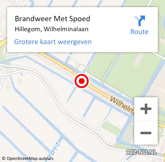 Locatie op kaart van de 112 melding: Brandweer Met Spoed Naar Hillegom, Wilhelminalaan op 1 augustus 2016 21:29