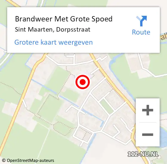 Locatie op kaart van de 112 melding: Brandweer Met Grote Spoed Naar Sint Maarten, Dorpsstraat op 2 augustus 2016 01:07