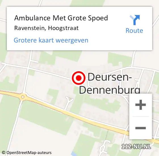 Locatie op kaart van de 112 melding: Ambulance Met Grote Spoed Naar Ravenstein, Hoogstraat op 2 augustus 2016 01:16