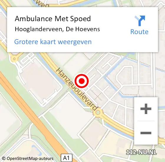 Locatie op kaart van de 112 melding: Ambulance Met Spoed Naar Hooglanderveen, De Hoevens op 23 december 2013 08:43