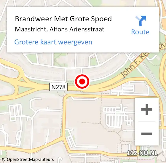Locatie op kaart van de 112 melding: Brandweer Met Grote Spoed Naar Maastricht, Alfons Ariensstraat op 2 augustus 2016 06:29