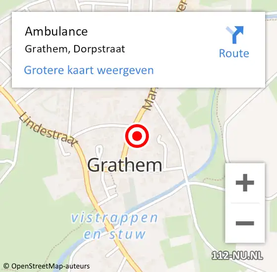 Locatie op kaart van de 112 melding: Ambulance Grathem, Dorpstraat op 2 augustus 2016 08:33