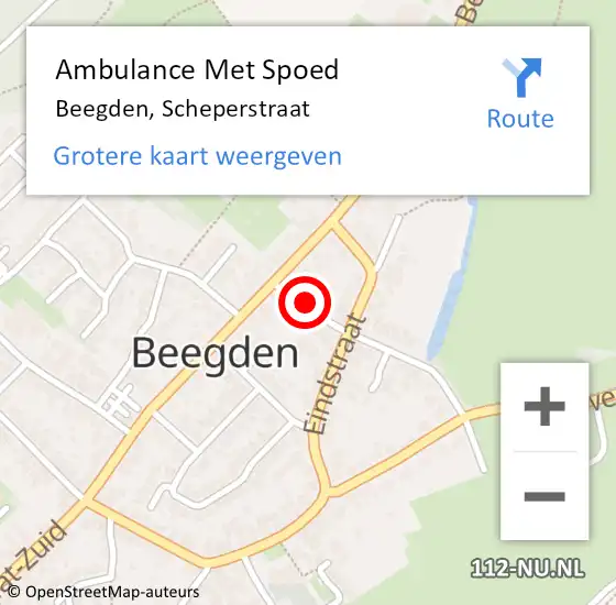 Locatie op kaart van de 112 melding: Ambulance Met Spoed Naar Beegden, Scheperstraat op 2 augustus 2016 08:42