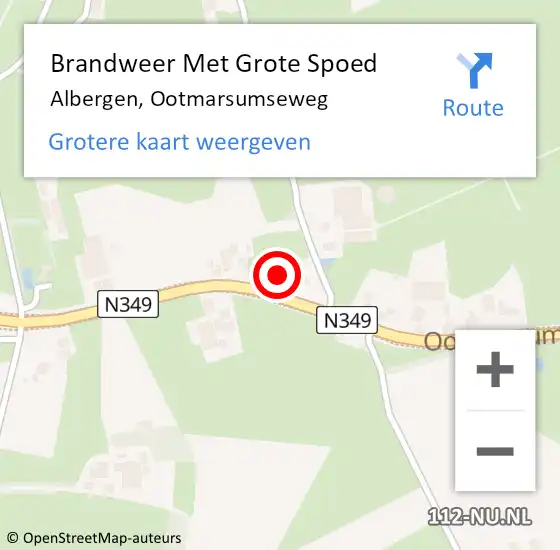 Locatie op kaart van de 112 melding: Brandweer Met Grote Spoed Naar Albergen, Ootmarsumseweg op 2 augustus 2016 09:29