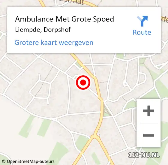 Locatie op kaart van de 112 melding: Ambulance Met Grote Spoed Naar Liempde, Dorpshof op 2 augustus 2016 09:50