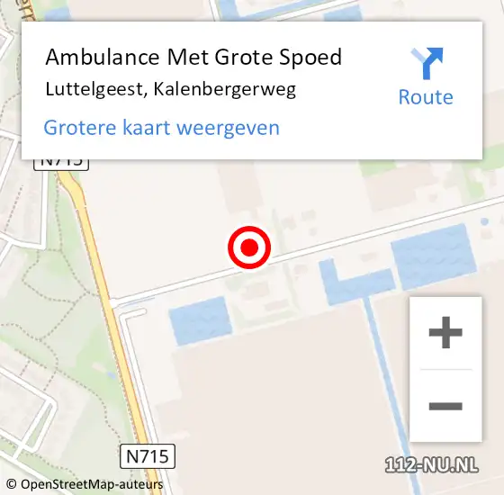 Locatie op kaart van de 112 melding: Ambulance Met Grote Spoed Naar Luttelgeest, Kalenbergerweg op 2 augustus 2016 10:16