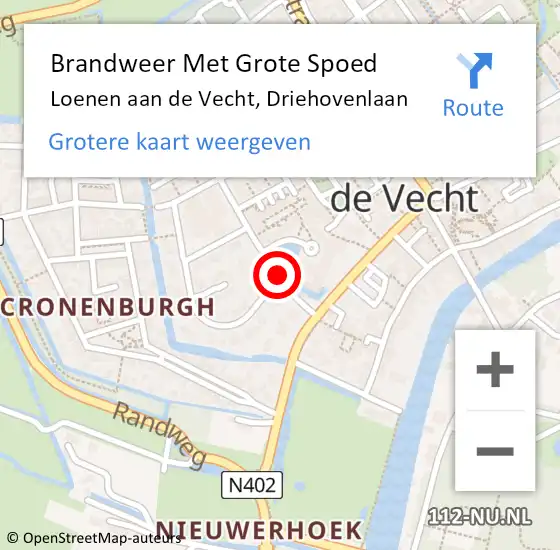 Locatie op kaart van de 112 melding: Brandweer Met Grote Spoed Naar Loenen aan de Vecht, Driehovenlaan op 2 augustus 2016 12:06