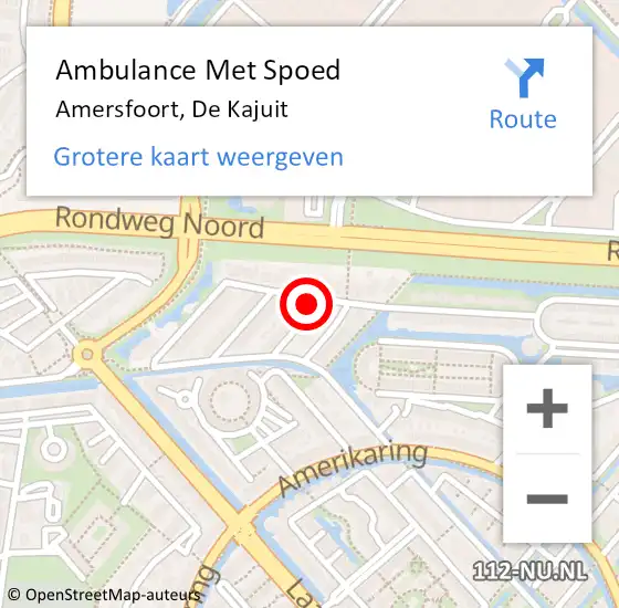 Locatie op kaart van de 112 melding: Ambulance Met Spoed Naar Amersfoort, De Kajuit op 2 augustus 2016 12:18