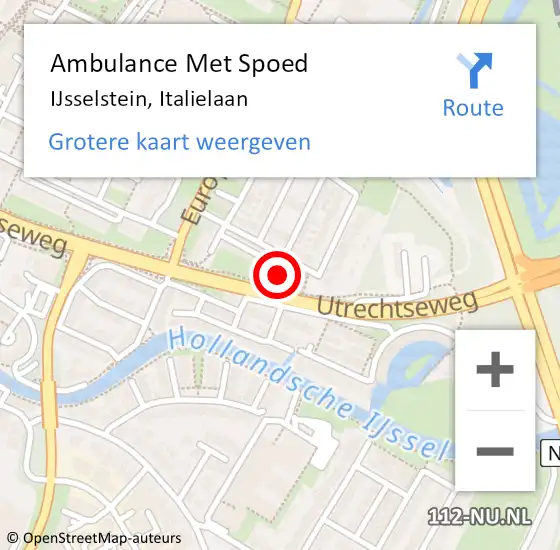 Locatie op kaart van de 112 melding: Ambulance Met Spoed Naar IJsselstein, Italielaan op 2 augustus 2016 12:27