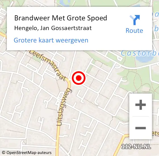 Locatie op kaart van de 112 melding: Brandweer Met Grote Spoed Naar Hengelo, Jan Gossaertstraat op 2 augustus 2016 12:52