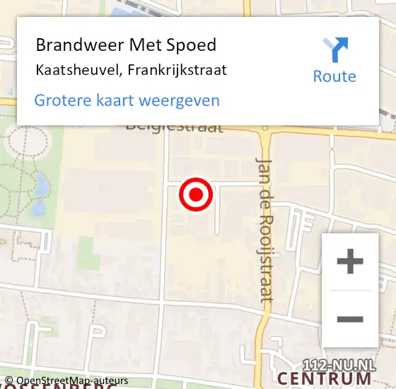 Locatie op kaart van de 112 melding: Brandweer Met Spoed Naar Kaatsheuvel, Frankrijkstraat op 2 augustus 2016 13:59