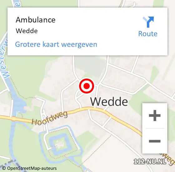 Locatie op kaart van de 112 melding: Ambulance Wedde op 2 augustus 2016 14:53