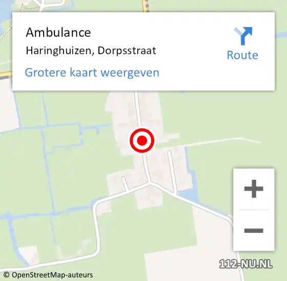 Locatie op kaart van de 112 melding: Ambulance Haringhuizen, Dorpsstraat op 2 augustus 2016 14:54