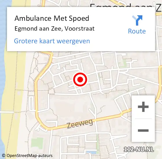 Locatie op kaart van de 112 melding: Ambulance Met Spoed Naar Egmond aan Zee, Voorstraat op 2 augustus 2016 15:53