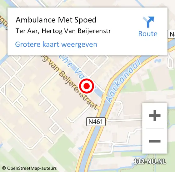 Locatie op kaart van de 112 melding: Ambulance Met Spoed Naar Ter Aar, Hertog Van Beijerenstr op 2 augustus 2016 16:32