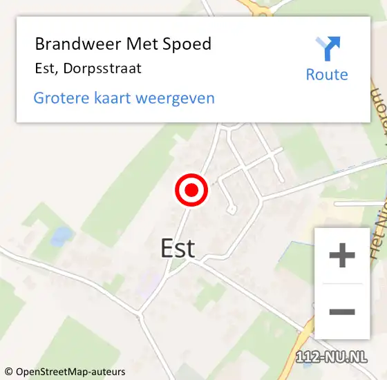 Locatie op kaart van de 112 melding: Brandweer Met Spoed Naar Est, Dorpsstraat op 23 december 2013 09:49