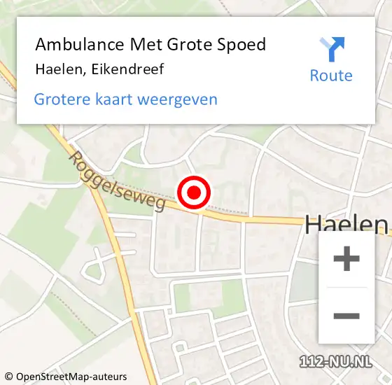 Locatie op kaart van de 112 melding: Ambulance Met Grote Spoed Naar Haelen, Eikendreef op 2 augustus 2016 17:33