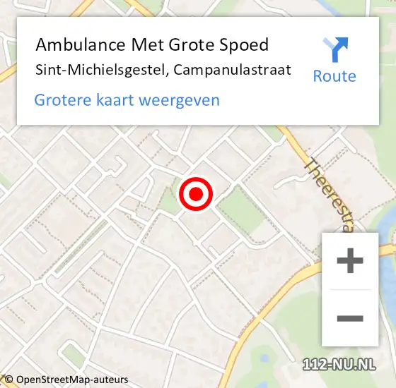 Locatie op kaart van de 112 melding: Ambulance Met Grote Spoed Naar Sint-Michielsgestel, Campanulastraat op 23 december 2013 09:54