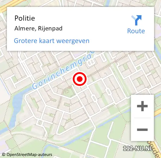 Locatie op kaart van de 112 melding: Politie Almere, Rijenpad op 2 augustus 2016 17:55