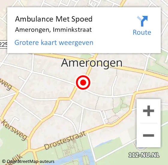 Locatie op kaart van de 112 melding: Ambulance Met Spoed Naar Amerongen, Imminkstraat op 2 augustus 2016 18:01