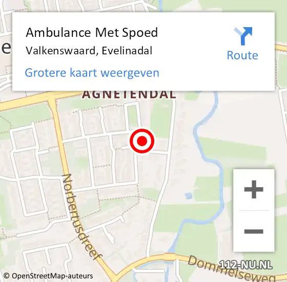 Locatie op kaart van de 112 melding: Ambulance Met Spoed Naar Valkenswaard, Evelinadal op 2 augustus 2016 18:17