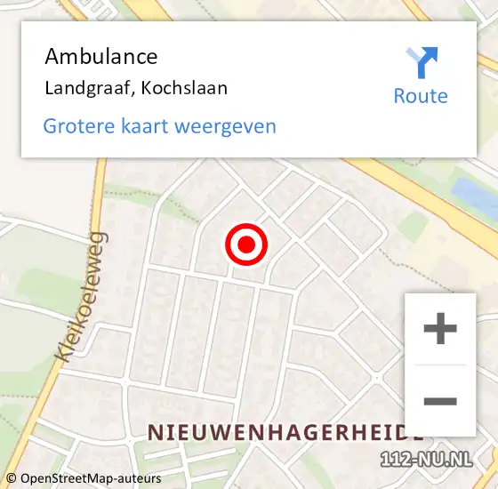 Locatie op kaart van de 112 melding: Ambulance Landgraaf, Kochslaan op 23 december 2013 10:00