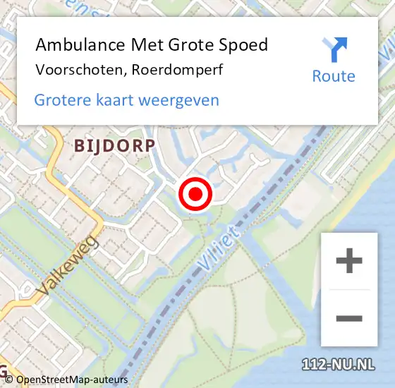 Locatie op kaart van de 112 melding: Ambulance Met Grote Spoed Naar Voorschoten, Roerdomperf op 2 augustus 2016 20:38