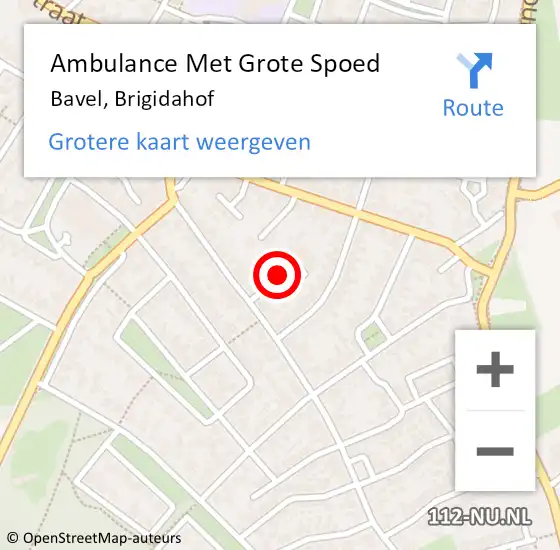 Locatie op kaart van de 112 melding: Ambulance Met Grote Spoed Naar Bavel, Brigidahof op 2 augustus 2016 21:01