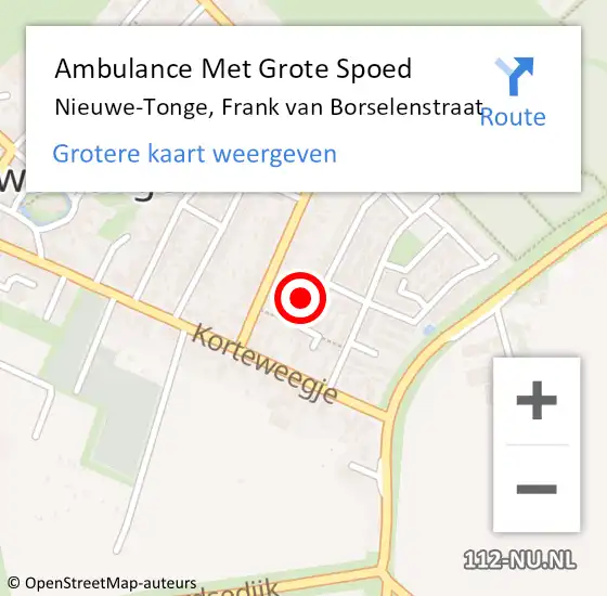 Locatie op kaart van de 112 melding: Ambulance Met Grote Spoed Naar Nieuwe-Tonge, Frank van Borselenstraat op 23 december 2013 10:11