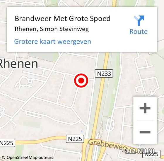 Locatie op kaart van de 112 melding: Brandweer Met Grote Spoed Naar Rhenen, Simon Stevinweg op 2 augustus 2016 23:10