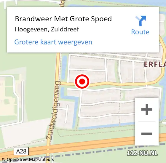 Locatie op kaart van de 112 melding: Brandweer Met Grote Spoed Naar Hoogeveen, Zuiddreef op 3 augustus 2016 00:32