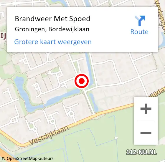 Locatie op kaart van de 112 melding: Brandweer Met Spoed Naar Groningen, Bordewijklaan op 3 augustus 2016 02:06