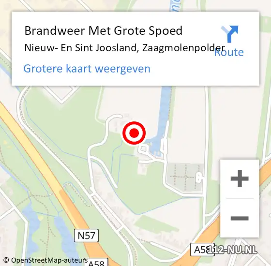 Locatie op kaart van de 112 melding: Brandweer Met Grote Spoed Naar Nieuw- En Sint Joosland, Zaagmolenpolder op 3 augustus 2016 04:14