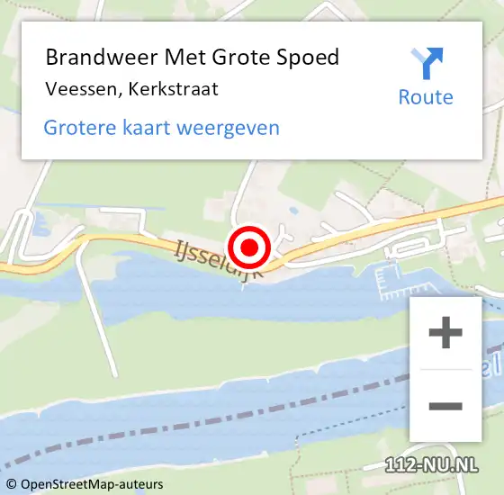 Locatie op kaart van de 112 melding: Brandweer Met Grote Spoed Naar Veessen, Kerkstraat op 3 augustus 2016 05:37
