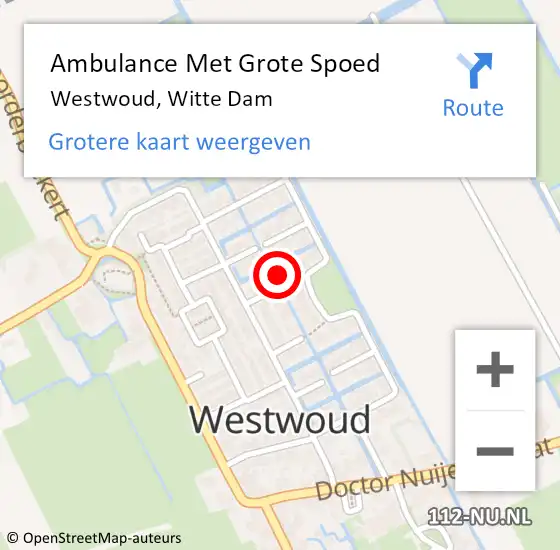 Locatie op kaart van de 112 melding: Ambulance Met Grote Spoed Naar Westwoud, Witte Dam op 3 augustus 2016 05:45