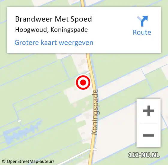 Locatie op kaart van de 112 melding: Brandweer Met Spoed Naar Hoogwoud, Koningspade op 3 augustus 2016 07:53