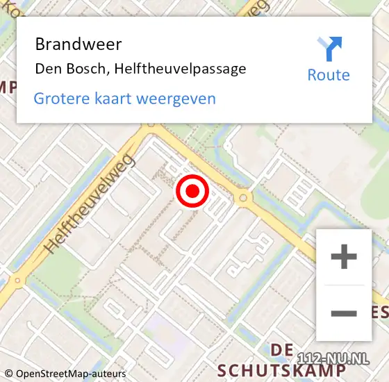 Locatie op kaart van de 112 melding: Brandweer Den Bosch, Helftheuvelpassage op 3 augustus 2016 08:31