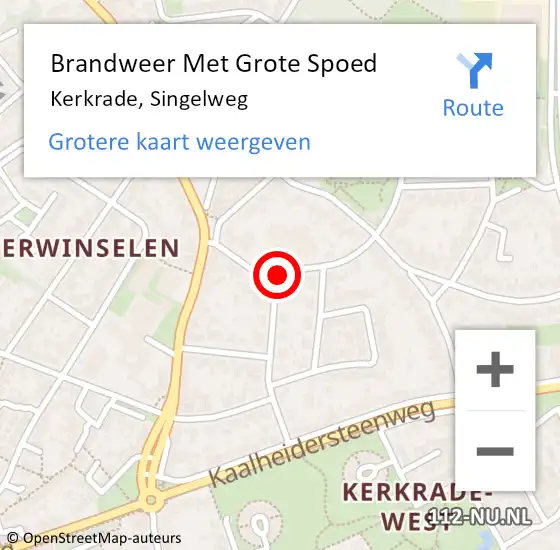 Locatie op kaart van de 112 melding: Brandweer Met Grote Spoed Naar Kerkrade, Singelweg op 3 augustus 2016 08:55